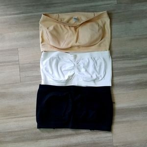 Lyndds World Three Spandex Body Shape Black White Tan Bandeaus OS